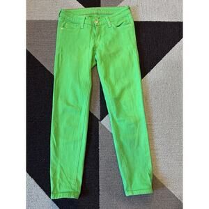 Sz 26 Women's KATE SPADE NY Perry Straight Skinny Play Hooky‎ Lime Green Jeans